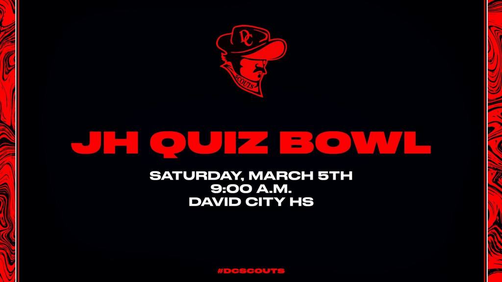 JH Quiz Bowl Saturday March 5th 9 AM David City HS