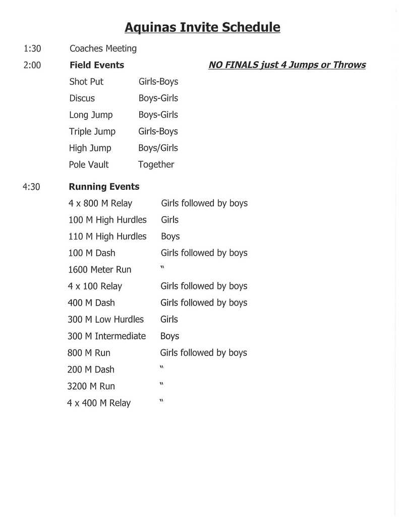 Order of Events for the Aquinas Invite