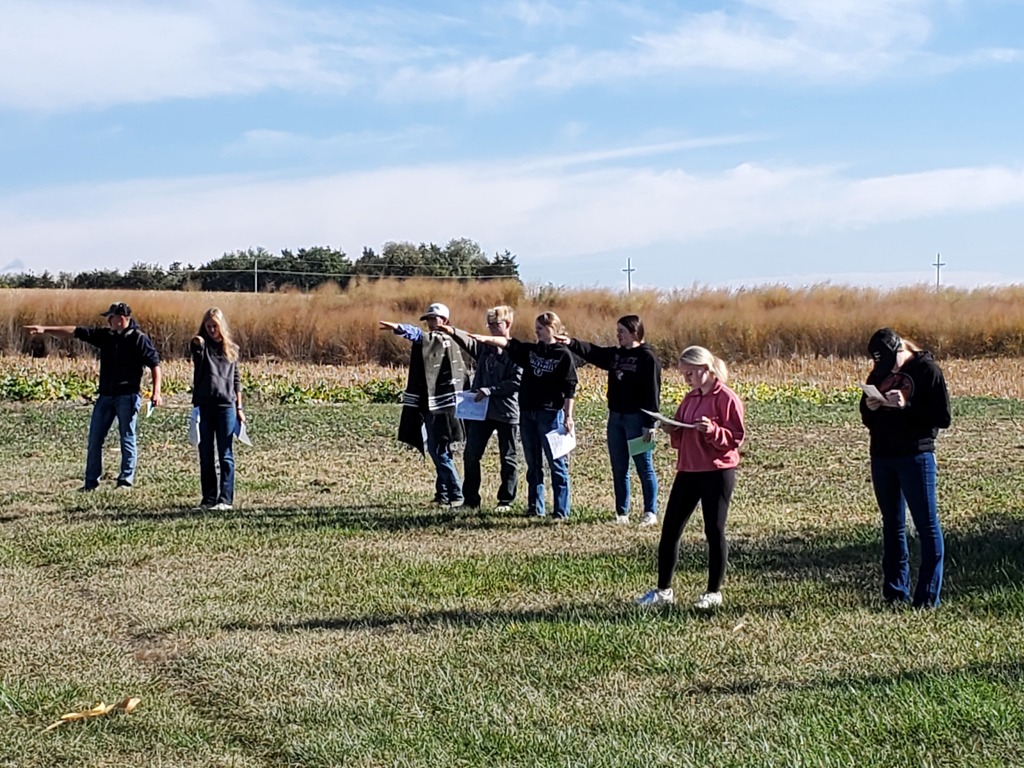Students determining the slope at Land Judging.